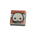Tile 1 x 1 with Elf Head with Smile on Coral Background Pattern (HP Dobby)