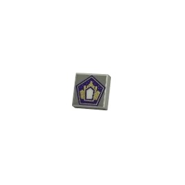 Tile 1 x 1 with Dark Purple and Gold Pentagon with Building with Doorway on Light Bluish Gray Background Pattern (HP Cho...