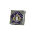 Tile 1 x 1 with Dark Purple and Gold Pentagon with Building with Doorway on Light Bluish Gray Background Pattern (HP Cho...