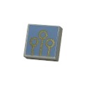 Tile 1 x 1 with 3 Gold Circles on Posts on Bright Light Blue Background Pattern (HP Quidditch Hoops / Goals)