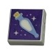 Tile 1 x 1 with Bright Light Blue Potion Vial with Gold Stopper and Dots and Sparkles on Dark Purple Background Pattern ...