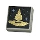 Tile 1 x 1 with Gold Witch / Wizard Hat and Bright Light Blue Dots and Sparkles on Black Background Pattern (HP Sorting ...