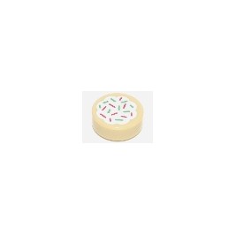 Tile, Round 1 x 1 with Cookie with White Frosting and Red and Green Sprinkles Pattern