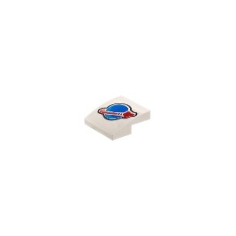 Slope, Curved 2 x 2 x 2/3 with Blue and Red Classic Space Logo Pattern