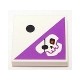 Tile 2 x 2 with 1 Black Dot and Dark Purple Triangle with Skull with Eyepatch Pattern