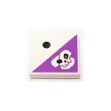 Tile 2 x 2 with 1 Black Dot and Dark Purple Triangle with Skull with Eyepatch Pattern