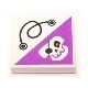 Tile 2 x 2 with String and Dark Purple Triangle with Skull with Eyepatch and Red Eye Pattern