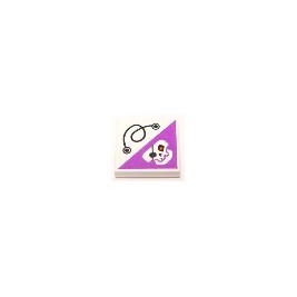 Tile 2 x 2 with String and Dark Purple Triangle with Skull with Eyepatch and Red Eye Pattern