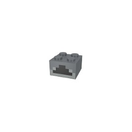 Brick 2 x 2 with Light Bluish Gray and Black Minecraft Furnace Geometric Pattern