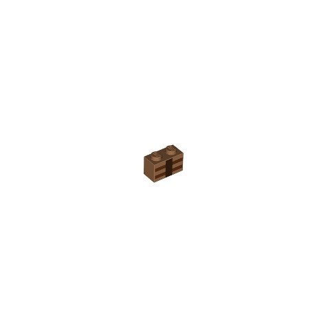 Brick 1 x 2 with Reddish Brown and Dark Brown Minecraft Crafting Table Lines Pattern