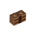Brick 1 x 2 with Reddish Brown and Dark Brown Minecraft Crafting Table Lines Pattern